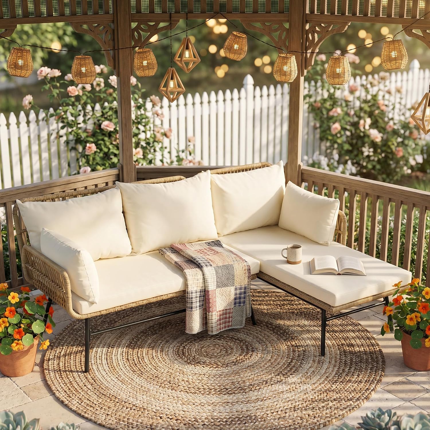 Outdoor Furniture L Shape - Комплект садовой мебели в стиле бохо