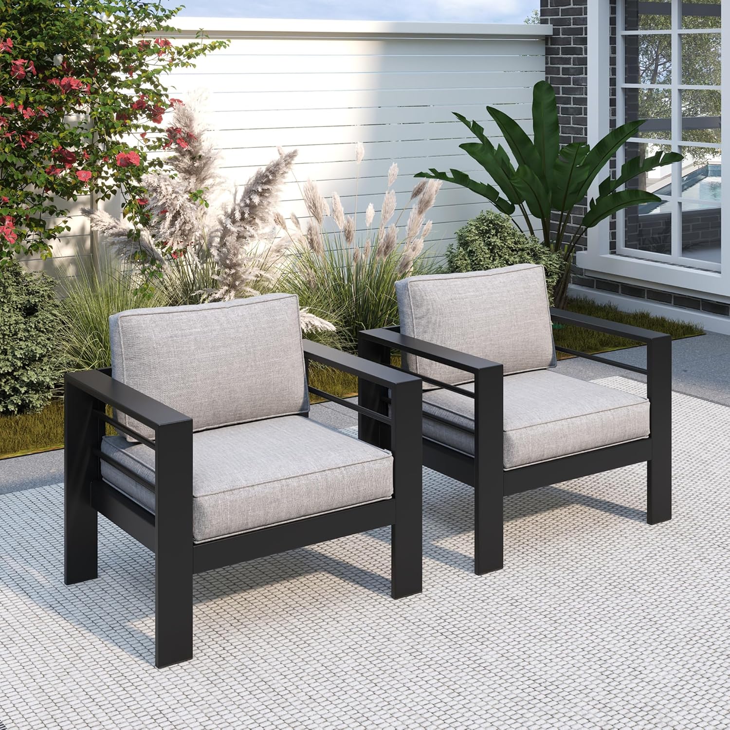 Outdoor Furniture Metal Chairs - Металлическое кресло для патио, 2 шт.,