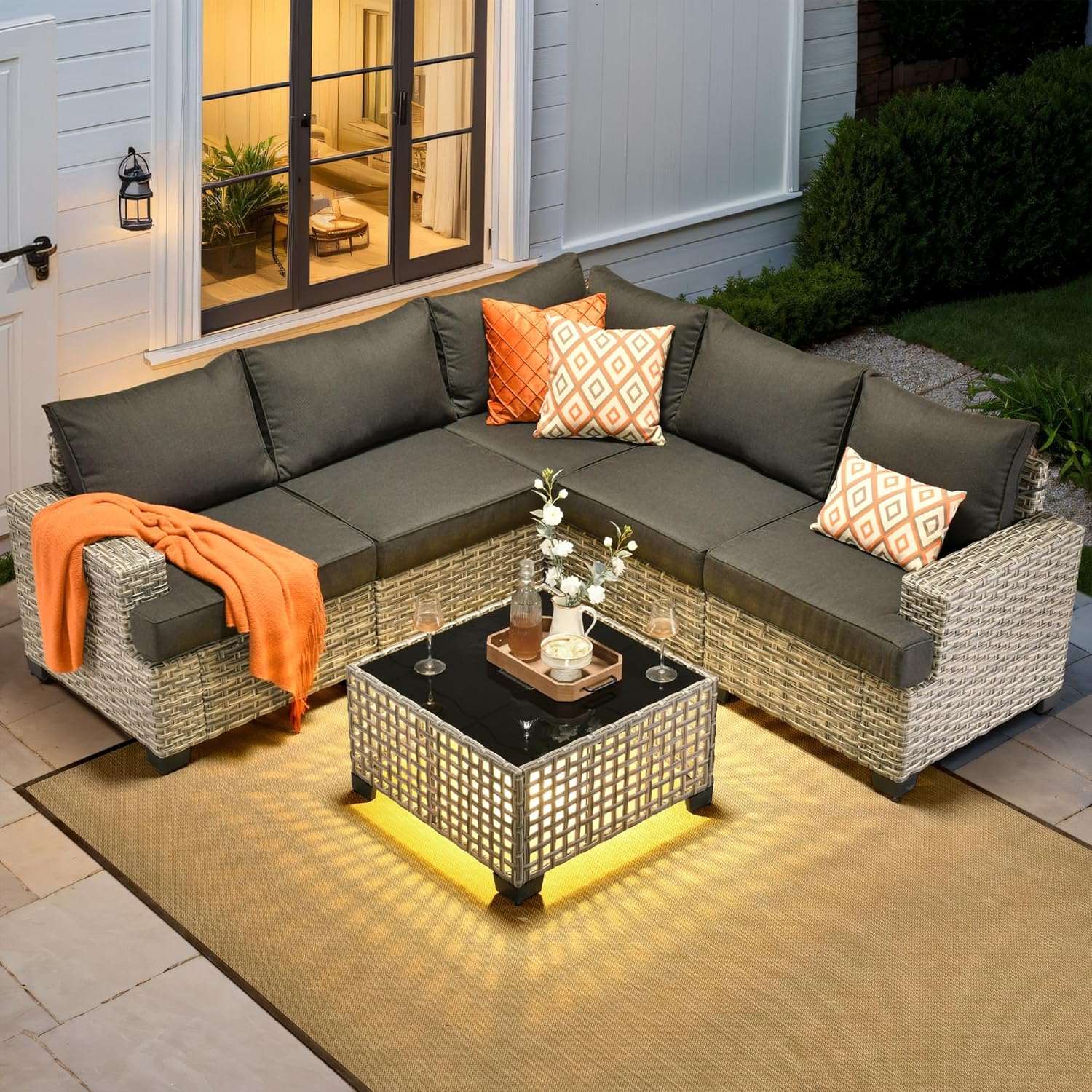 Outdoor Furniture L Shape - Уличный секционный комплект мебели для патио,