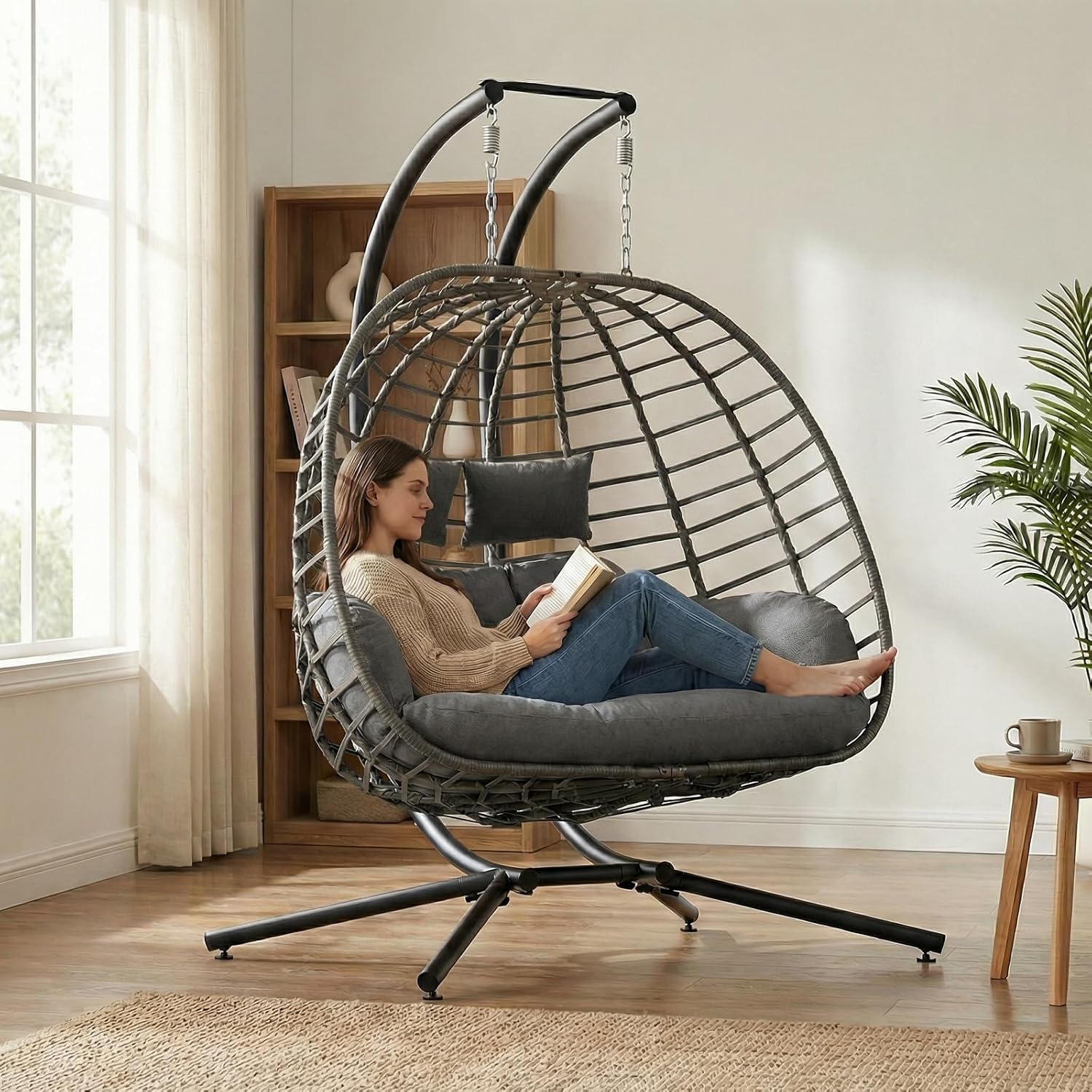 Outdoor Furniture Egg Chair - Двухместное кресло-качели с подставкой для улицы