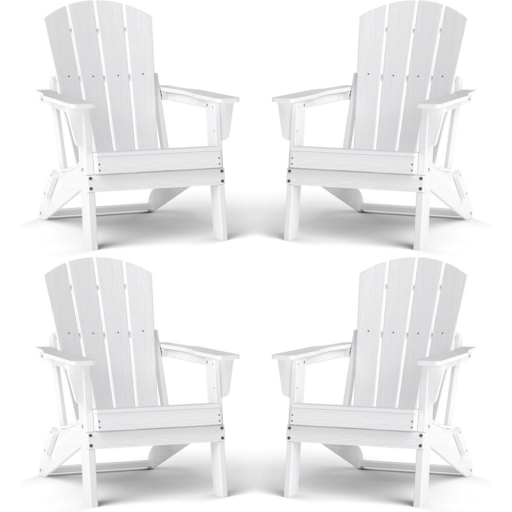 Adirondack Chair Wood - Портативный комплект из 4 белых уличных