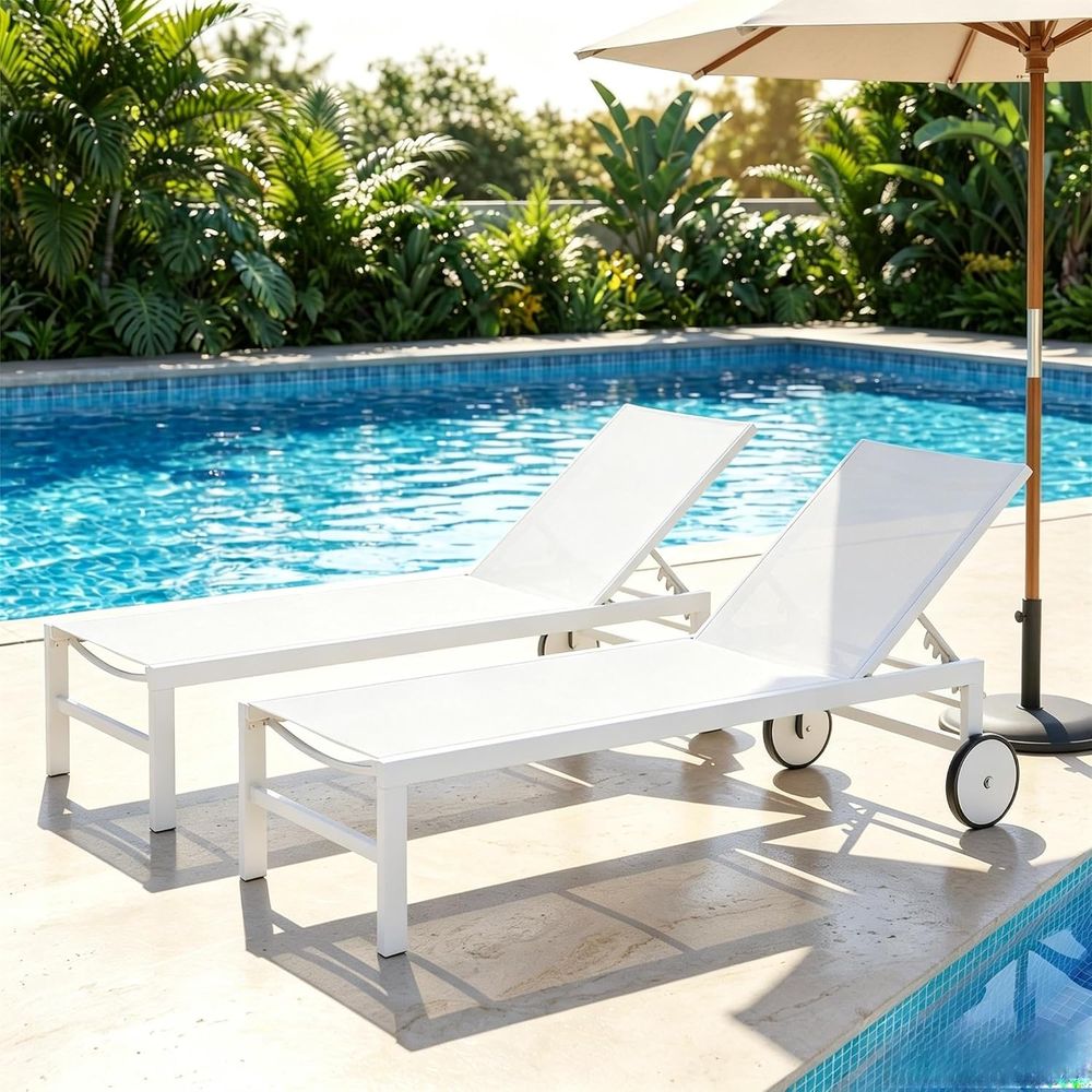 Outdoor Furniture Ofo - Комплект из 2 шезлонгов для патио/бассейна,