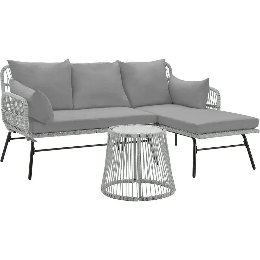 Серый угловой комплект мебели  – обзор и цена Outdoor Furniture L Shape