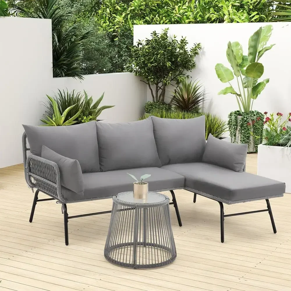 Серый угловой комплект мебели  – обзор и цена Outdoor Furniture L Shape