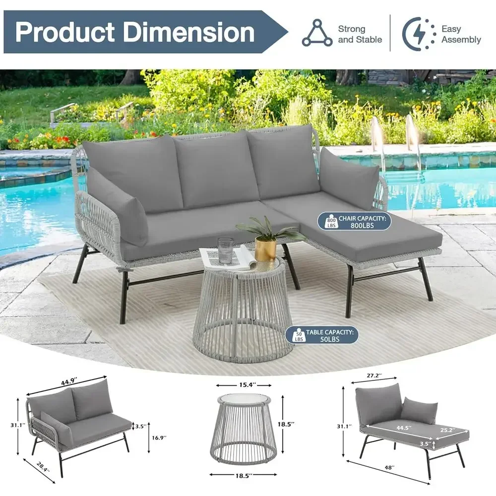 Серый угловой комплект мебели  – обзор и цена Outdoor Furniture L Shape