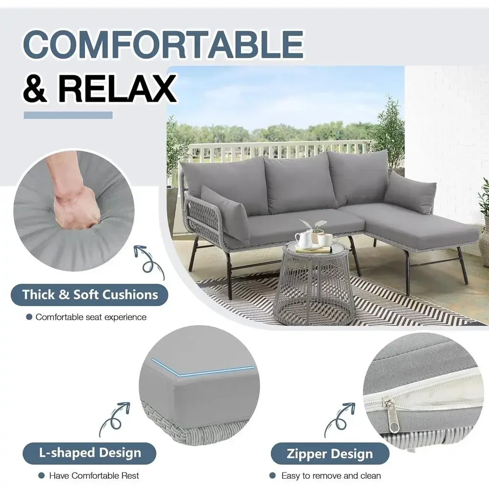 Серый угловой комплект мебели  – обзор и цена Outdoor Furniture L Shape