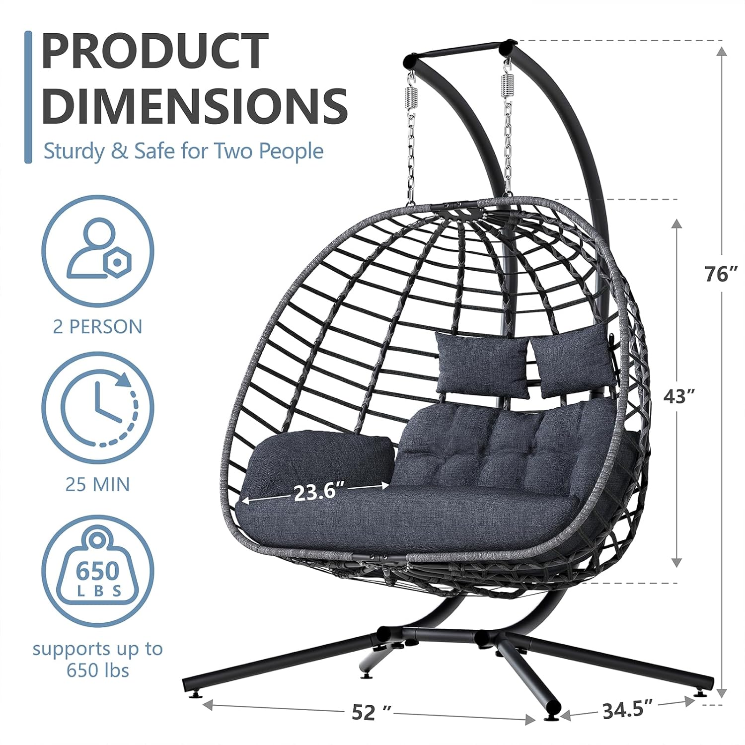 Двухместное кресло-качели с по – обзор и цена Outdoor Furniture Egg Chair
